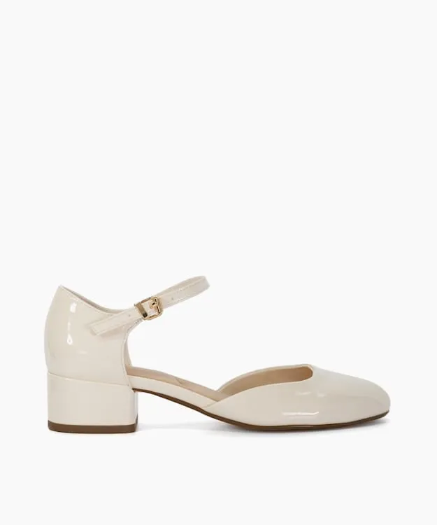 Women Dune London Heels Patent Mary Jane Shoes White