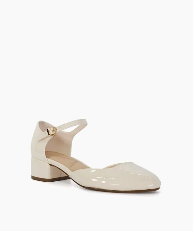 Women Dune London Heels Patent Mary Jane Shoes White