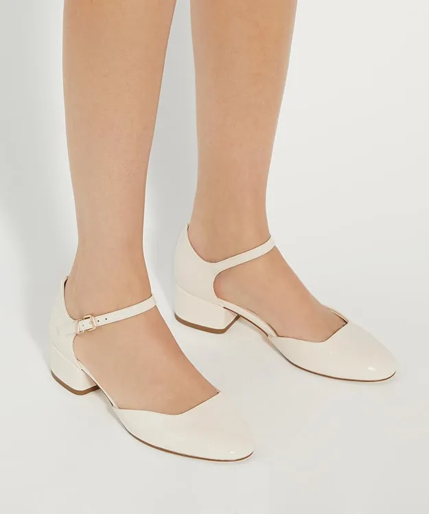 Women Dune London Heels Patent Mary Jane Shoes White