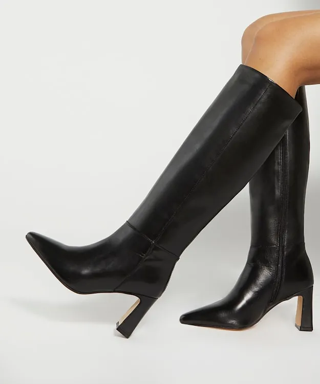 Women Dune London Knee High Boots Knee High Heel Boots Black