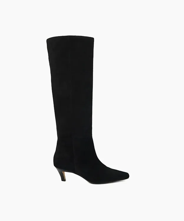 Women Dune London Knee High Boots Knee High Low Heel Boots Black