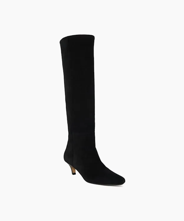 Women Dune London Knee High Boots Knee High Low Heel Boots Black