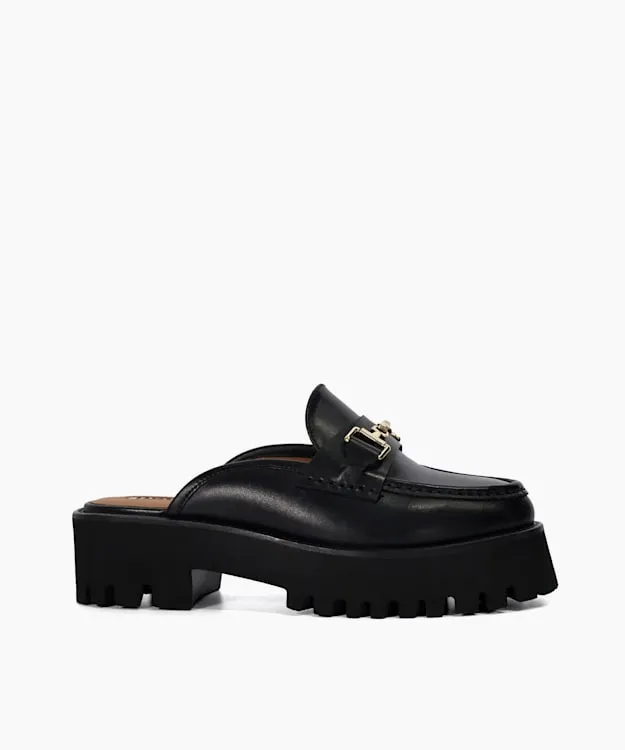 Women Dune London Loafers Chunky Branded Snaffle Trim Backless Loafer Black
