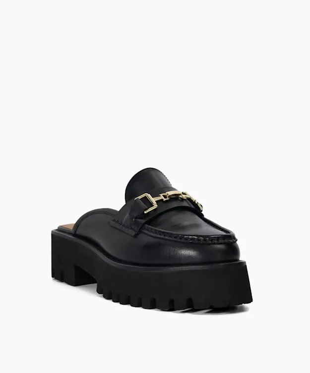 Women Dune London Loafers Chunky Branded Snaffle Trim Backless Loafer Black
