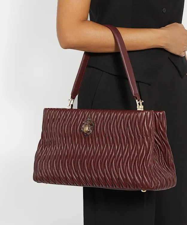 Women Dune London Tote Bags Leather Quilted Dune Bug Embellished Shoulder Bag Red