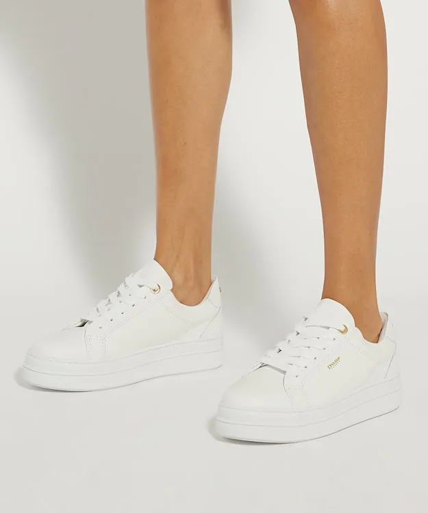 Women Dune London Trainers Branded Chunky Cup Sole Trainers White