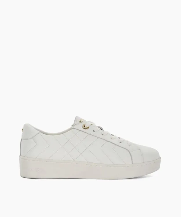 Women Dune London Trainers Quilted Platform Sole LaceUp Trainers White
