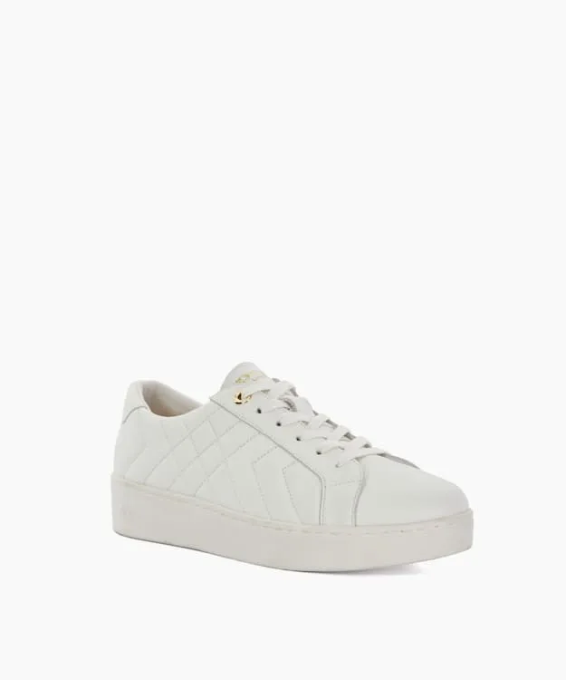 Women Dune London Trainers Quilted Platform Sole LaceUp Trainers White