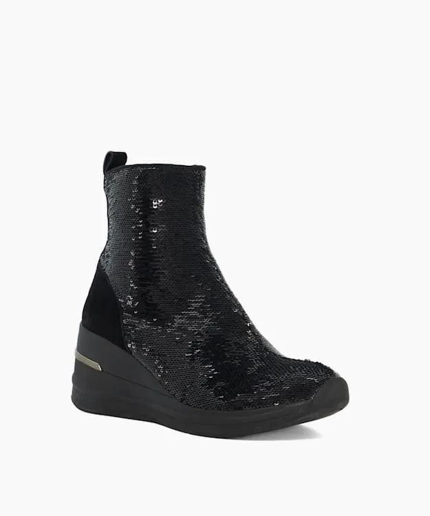 Women Dune London Trainers Wedge Heel Ankle Boots Black