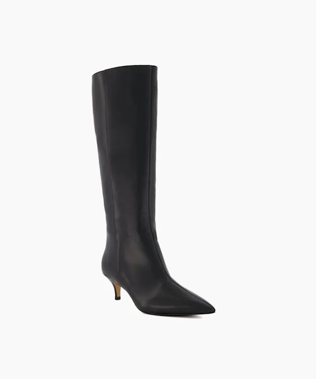 Women Dune London Wide Fit Boots Knee High Kitten Heel Boots Black