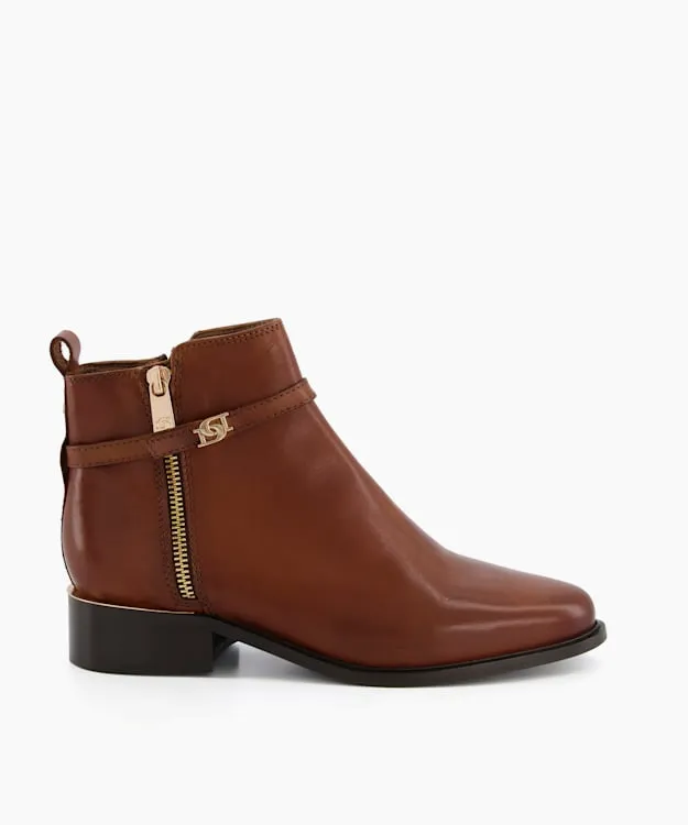 Women Dune London Wide Fit Boots Wide Fit ZipDetail Ankle Boots Brown