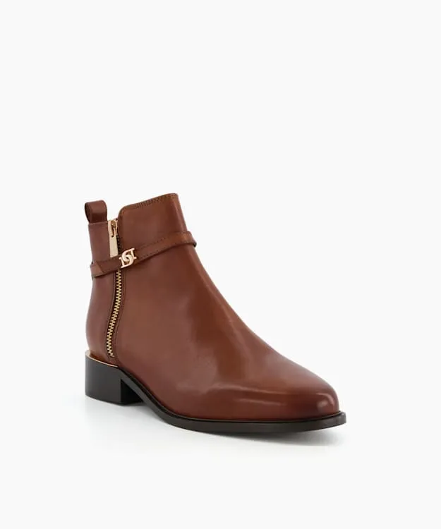 Women Dune London Wide Fit Boots Wide Fit ZipDetail Ankle Boots Brown
