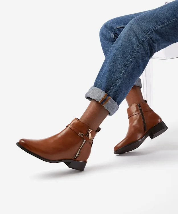 Women Dune London Wide Fit Boots Wide Fit ZipDetail Ankle Boots Brown