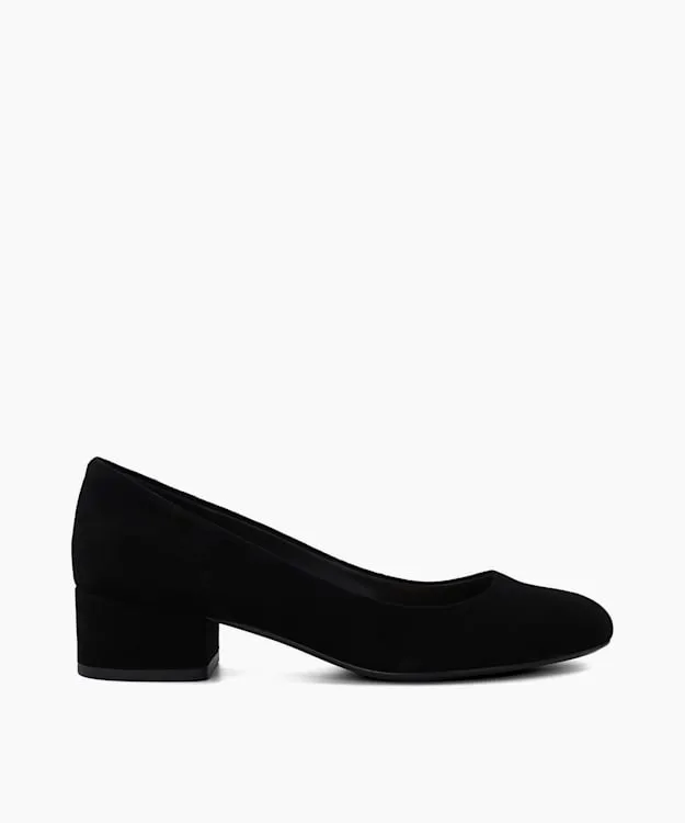 Women Dune London Wide Fit Shoes Wide Fit Comfort BlockHeeled Courts Black