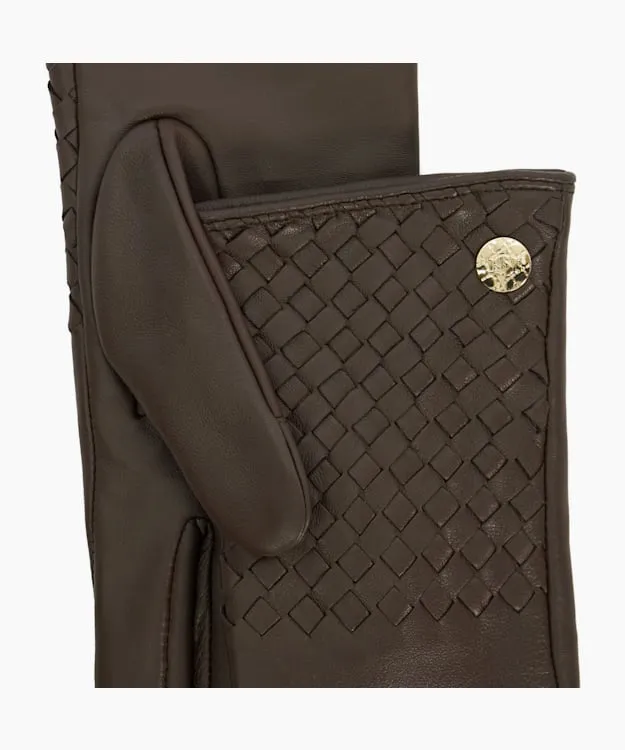 Women Dune London Winter Accessories Woven Leather Gloves Brown