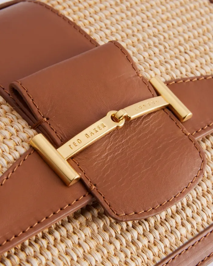 Women EDANAS 8211 Woven Leather Trim Crossbody Bag Brown Ted Baker Crossbody Bags