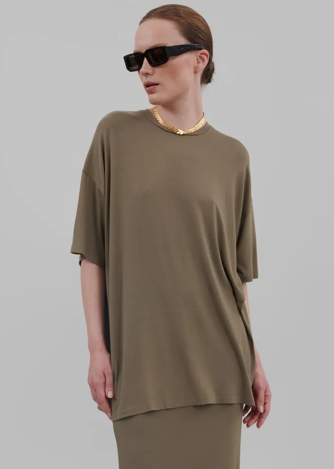 Women Ella Boxy Tee 8211 Khaki Brown The Frankie Shop Tops
