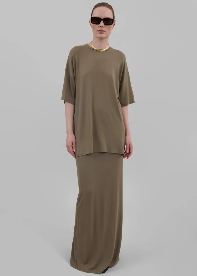 Women Ella Boxy Tee 8211 Khaki Brown The Frankie Shop Tops