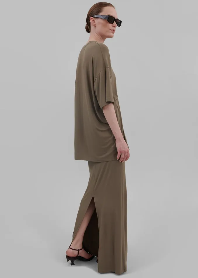 Women Ella Boxy Tee 8211 Khaki Brown The Frankie Shop Tops