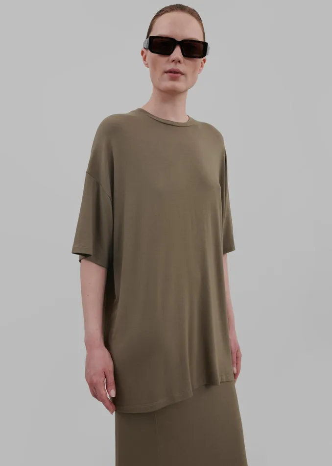 Women Ella Boxy Tee 8211 Khaki Brown The Frankie Shop Tops