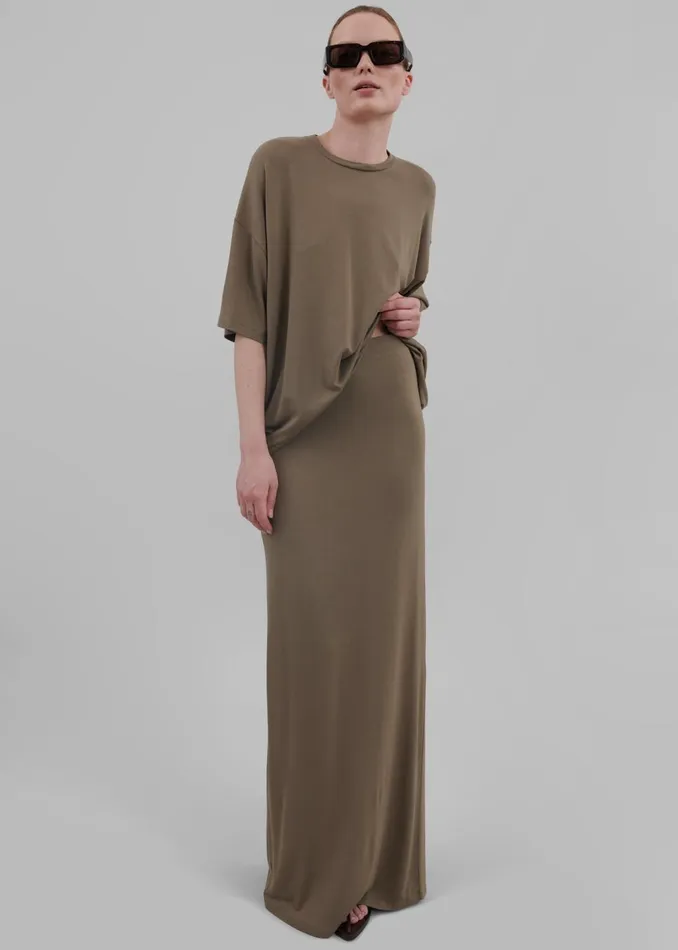 Women Ella Boxy Tee 8211 Khaki Brown The Frankie Shop Tops