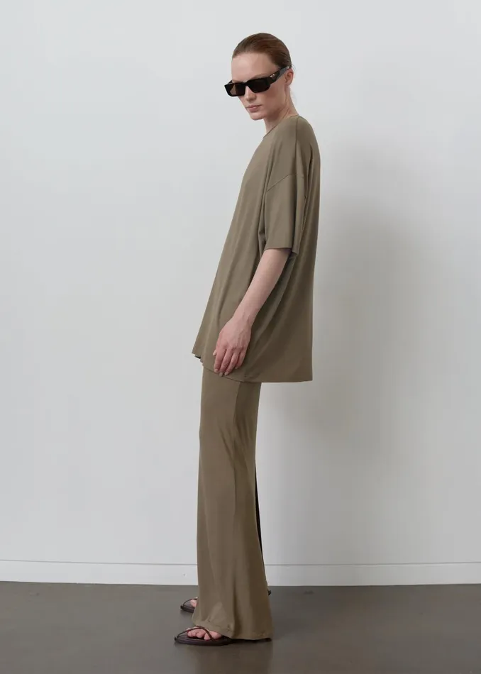 Women Ella Boxy Tee 8211 Khaki Brown The Frankie Shop Tops