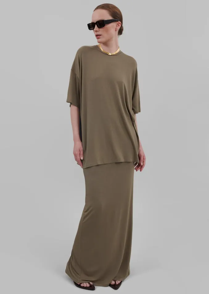 Women Ella Boxy Tee 8211 Khaki Brown The Frankie Shop Tops