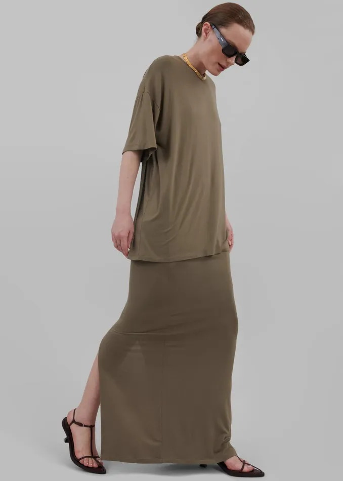 Women Ella Boxy Tee 8211 Khaki Brown The Frankie Shop Tops