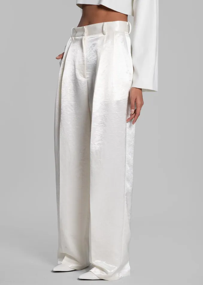 Women Elvira Pleated Trousers 8211 Ivory The Frankie Shop Bottoms