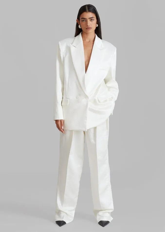 Women Elvira Pleated Trousers 8211 Ivory The Frankie Shop Bottoms