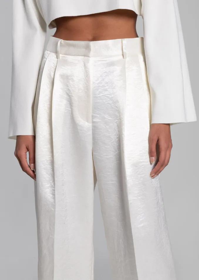 Women Elvira Pleated Trousers 8211 Ivory The Frankie Shop Bottoms