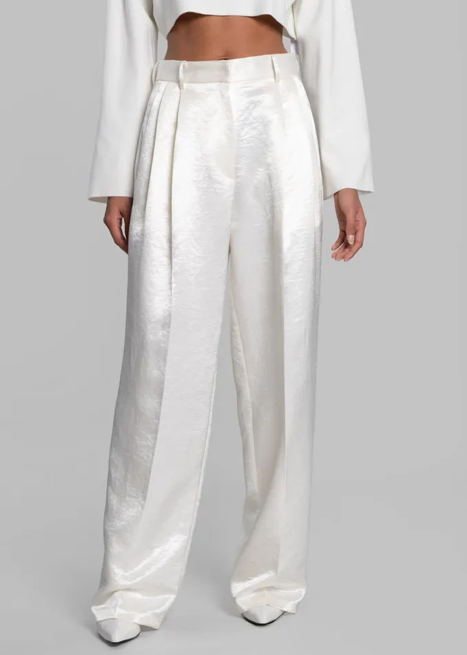 Women Elvira Pleated Trousers 8211 Ivory The Frankie Shop Bottoms