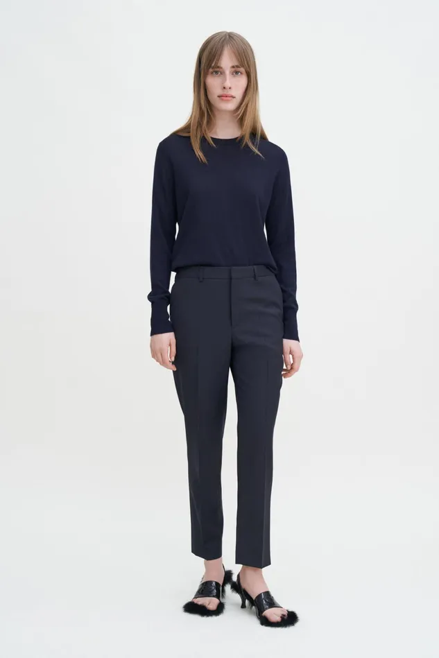 Women Emma Cropped Cool Wool Trousers Dark Navy Filippa K Trousers