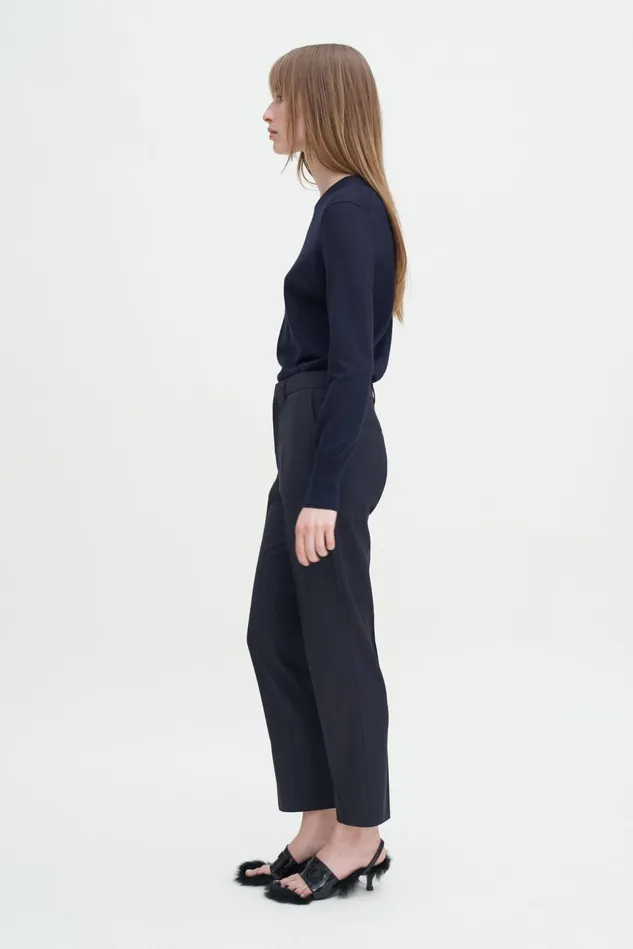 Women Emma Cropped Cool Wool Trousers Dark Navy Filippa K Trousers