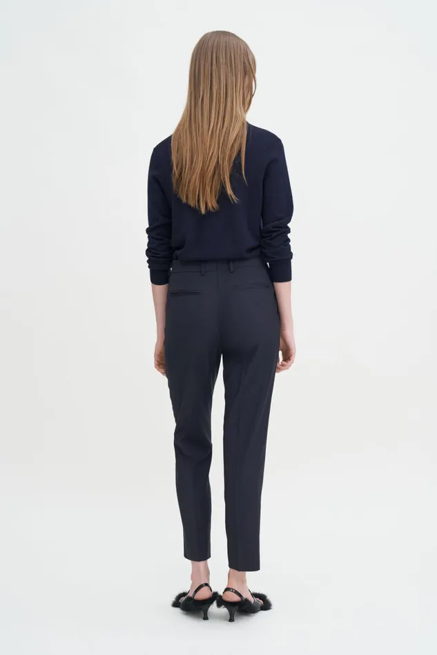 Women Emma Cropped Cool Wool Trousers Dark Navy Filippa K Trousers