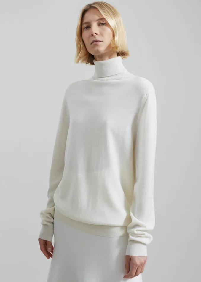 Women Eve Thin Turtleneck Sweater 8211 Ivory The Frankie Shop Knitwear
