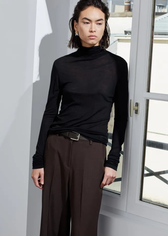 Women Evren Sheer Turtleneck 8211 Black The Frankie Shop Knitwear