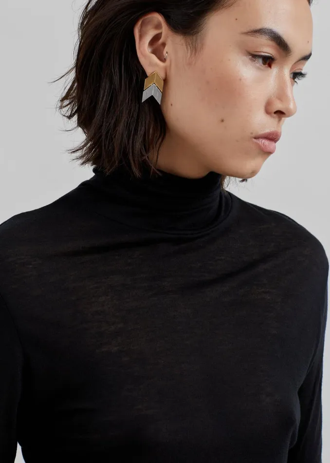 Women Evren Sheer Turtleneck 8211 Black The Frankie Shop Knitwear