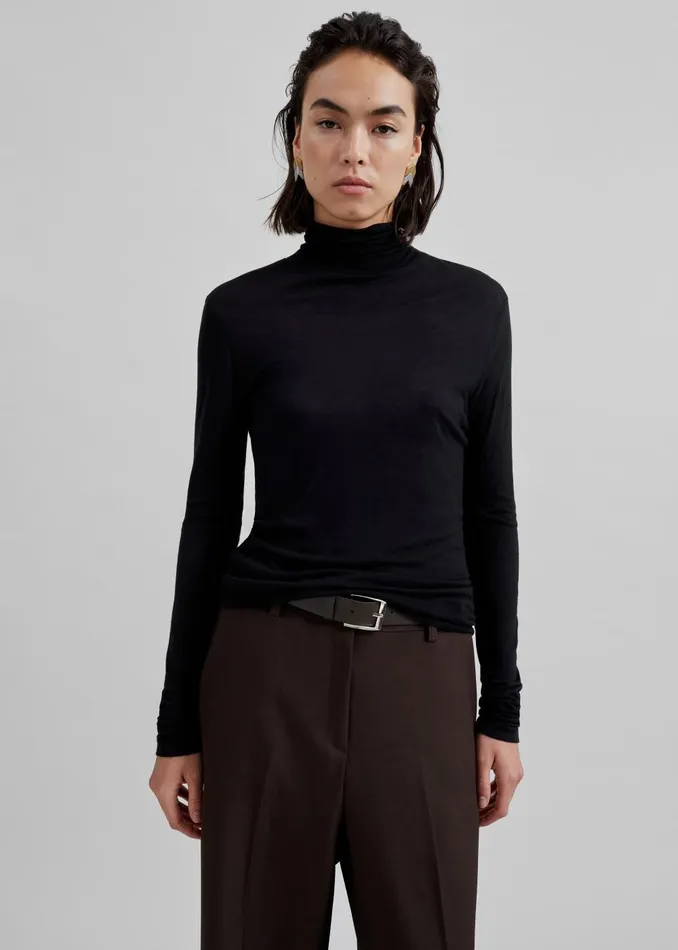 Women Evren Sheer Turtleneck 8211 Black The Frankie Shop Knitwear
