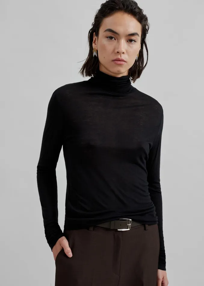 Women Evren Sheer Turtleneck 8211 Black The Frankie Shop Knitwear