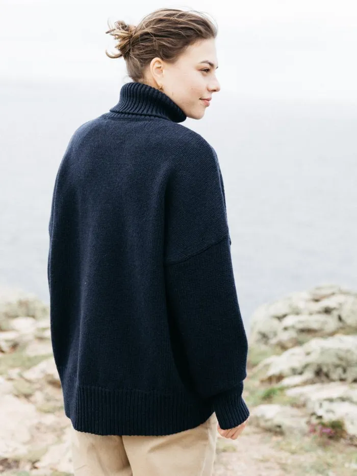 Women Eyre Roll Neck Knit Jumper Navy Finisterre Knitwear