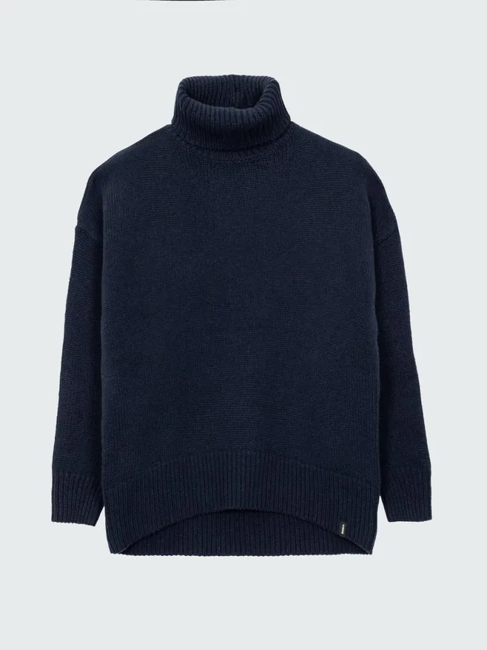 Women Eyre Roll Neck Knit Jumper Navy Finisterre Knitwear