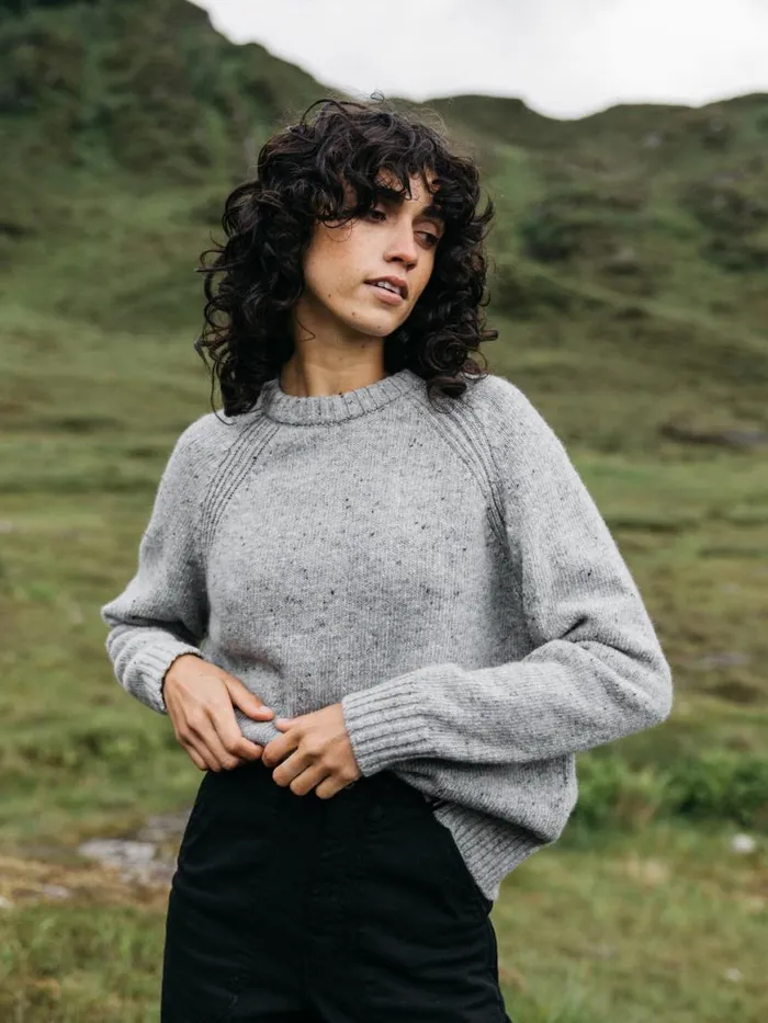 Women Farne Crew Neck Knit Jumper Grey Marl Finisterre Knitwear