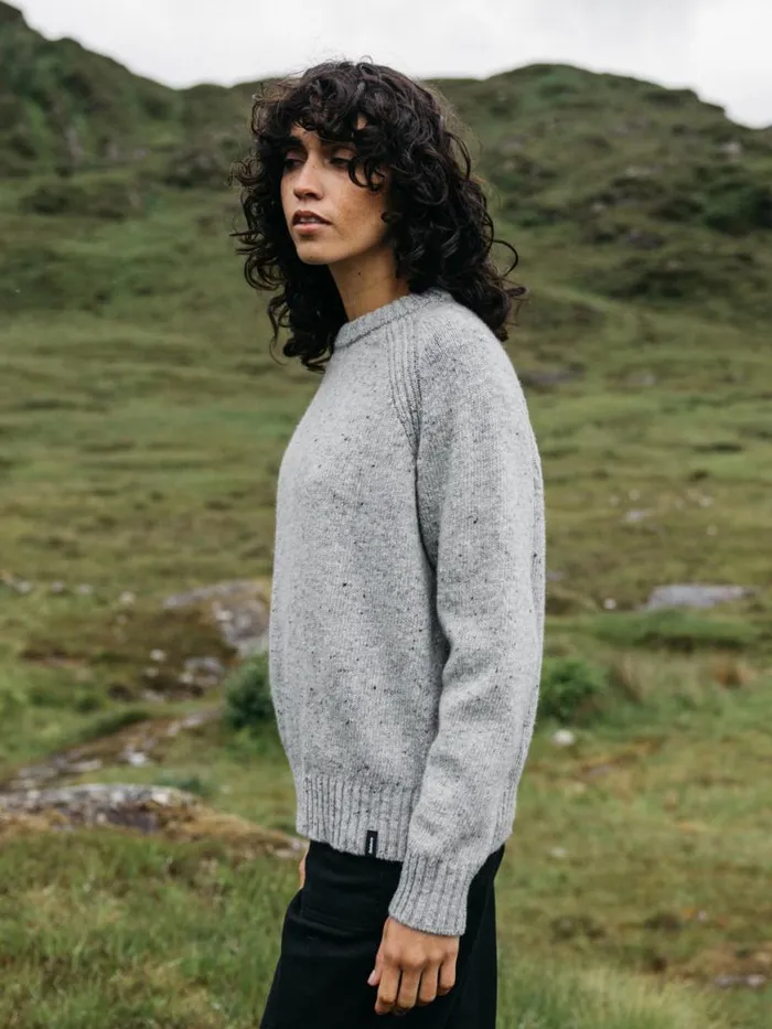 Women Farne Crew Neck Knit Jumper Grey Marl Finisterre Knitwear