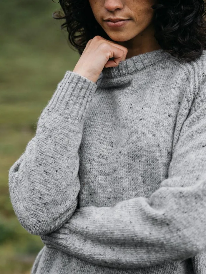Women Farne Crew Neck Knit Jumper Grey Marl Finisterre Knitwear