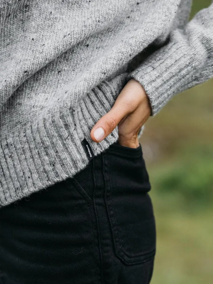 Women Farne Crew Neck Knit Jumper Grey Marl Finisterre Knitwear