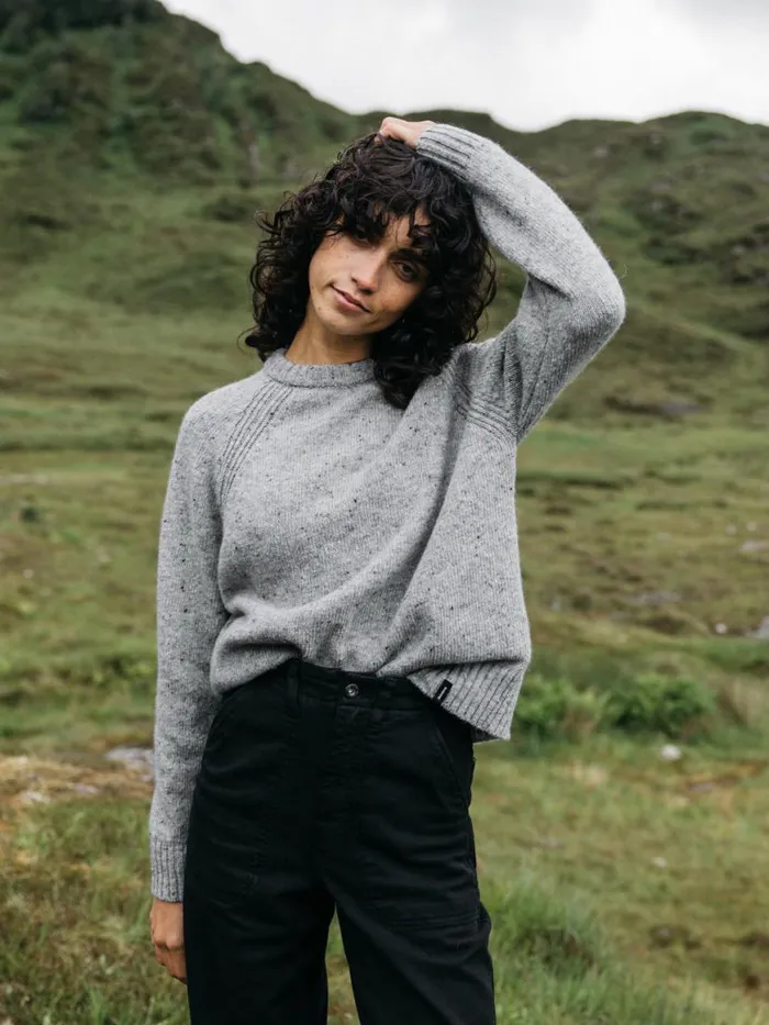 Women Farne Crew Neck Knit Jumper Grey Marl Finisterre Knitwear