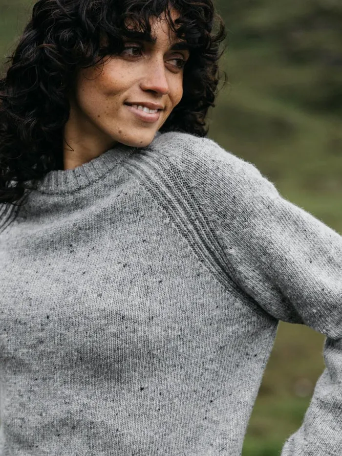 Women Farne Crew Neck Knit Jumper Grey Marl Finisterre Knitwear