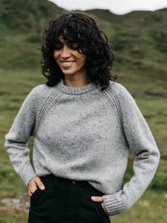 Women Farne Crew Neck Knit Jumper Grey Marl Finisterre Knitwear