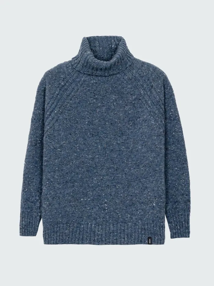 Women Farne Roll Neck Knit Jumper Indigo Finisterre Knitwear